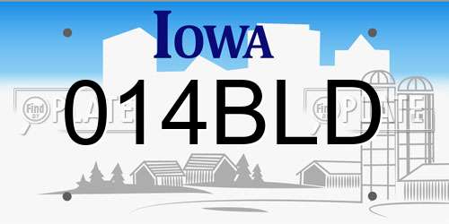014BLD Iowa License Plate