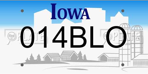 014BLO Iowa License Plate