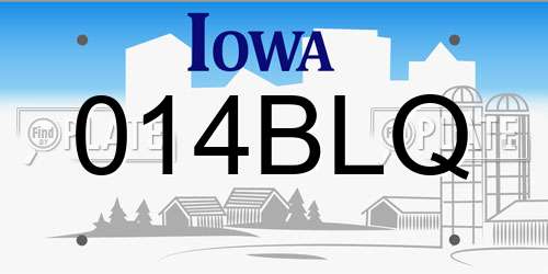 014BLQ Iowa License Plate