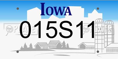 015S11 Iowa License Plate