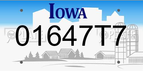 01647T7 Iowa License Plate