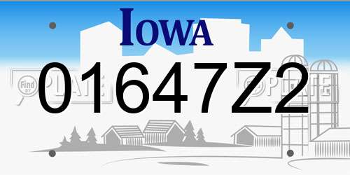 01647Z2 Iowa License Plate