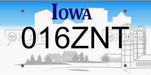 016ZNT Iowa License Plate