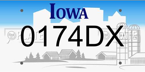 0174DX Iowa License Plate