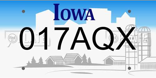 017AQX Iowa License Plate