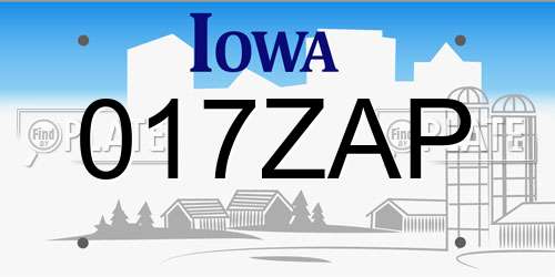 017ZAP Iowa License Plate