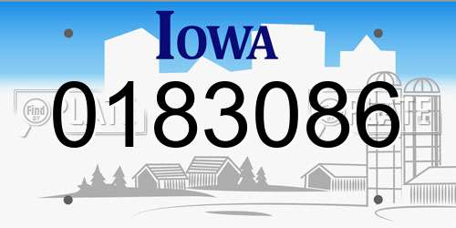 0183086 Iowa License Plate