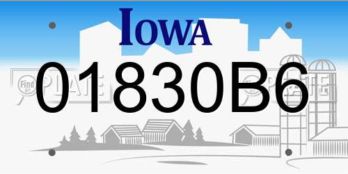 01830B6 Iowa License Plate