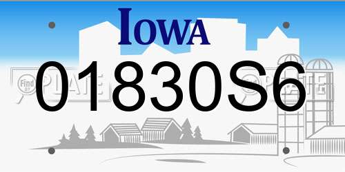 01830S6 Iowa License Plate
