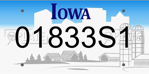 01833S1 Iowa License Plate