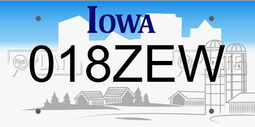 018ZEW Iowa License Plate