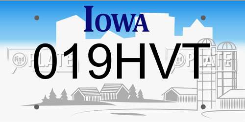 019HVT Iowa License Plate