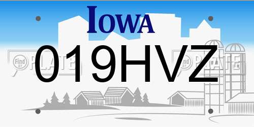 019HVZ Iowa License Plate