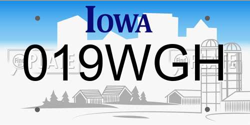 019WGH Iowa License Plate