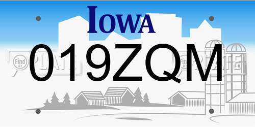 019ZQM Iowa License Plate