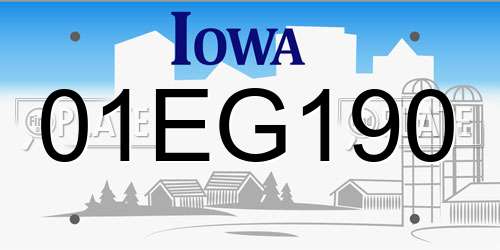 01EG190 Iowa License Plate