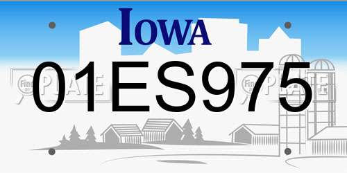 01ES975 Iowa License Plate