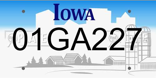 01GA227 Iowa License Plate