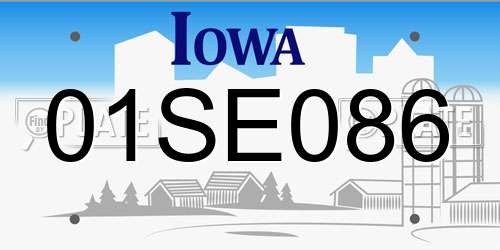 01SE086 Iowa License Plate