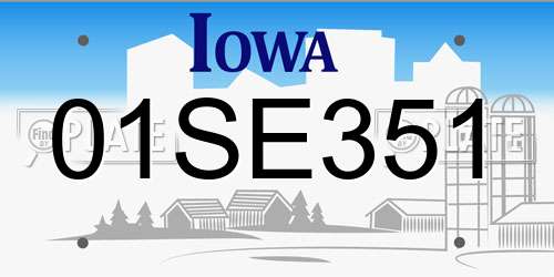 01SE351 Iowa License Plate