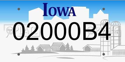 02000B4 Iowa License Plate