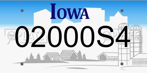 02000S4 Iowa License Plate