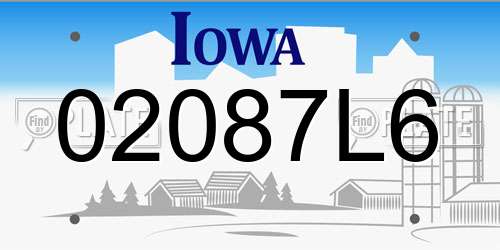 02087L6 Iowa License Plate