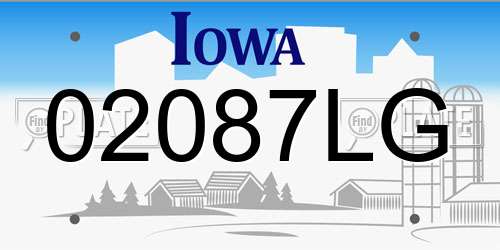02087LG Iowa License Plate