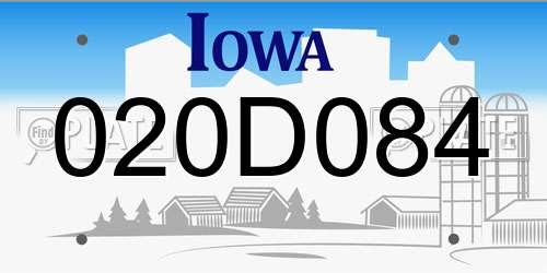 020D084 Iowa License Plate