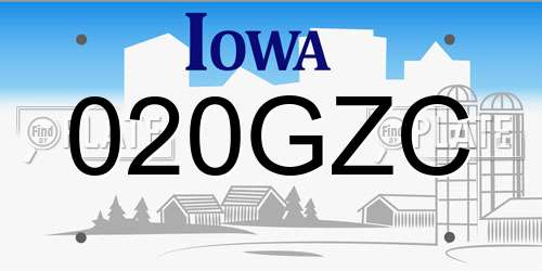 020GZC Iowa License Plate