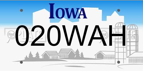 020WAH Iowa License Plate