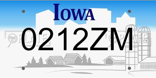 0212ZM Iowa License Plate