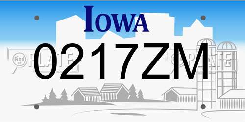 0217ZM Iowa License Plate