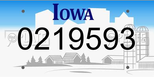 0219593 Iowa License Plate