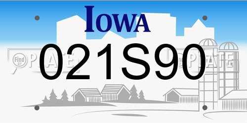 021S90 Iowa License Plate