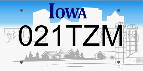 021TZM Iowa License Plate