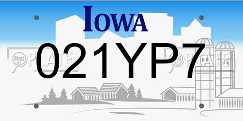 021YP7 Iowa License Plate