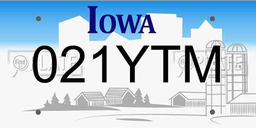 021YTM Iowa License Plate