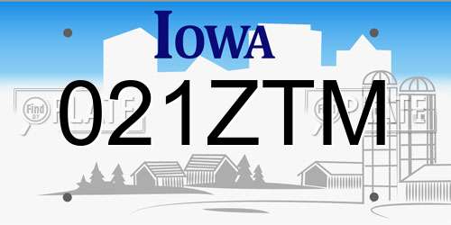 021ZTM Iowa License Plate