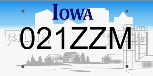 021ZZM Iowa License Plate