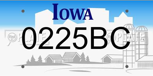0225BC Iowa License Plate