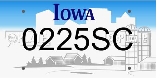 0225SC Iowa License Plate