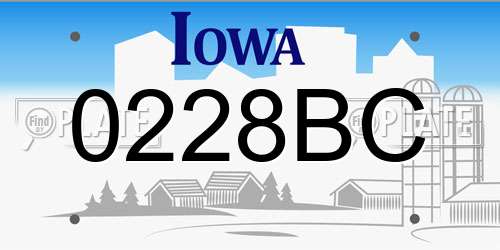 0228BC Iowa License Plate