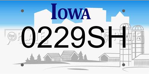 0229SH Iowa License Plate