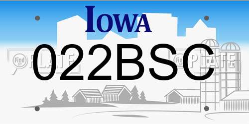 022BSC Iowa License Plate