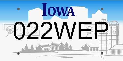 022WEP Iowa License Plate