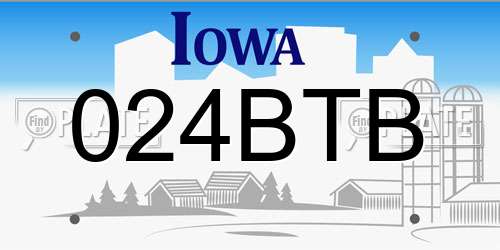 024BTB Iowa License Plate