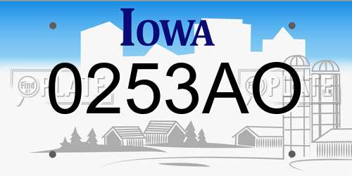 0253AO Iowa License Plate