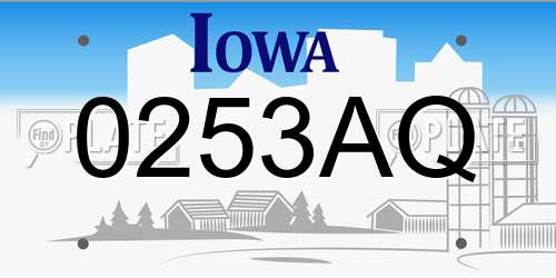0253AQ Iowa License Plate
