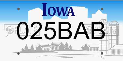 025BAB Iowa License Plate